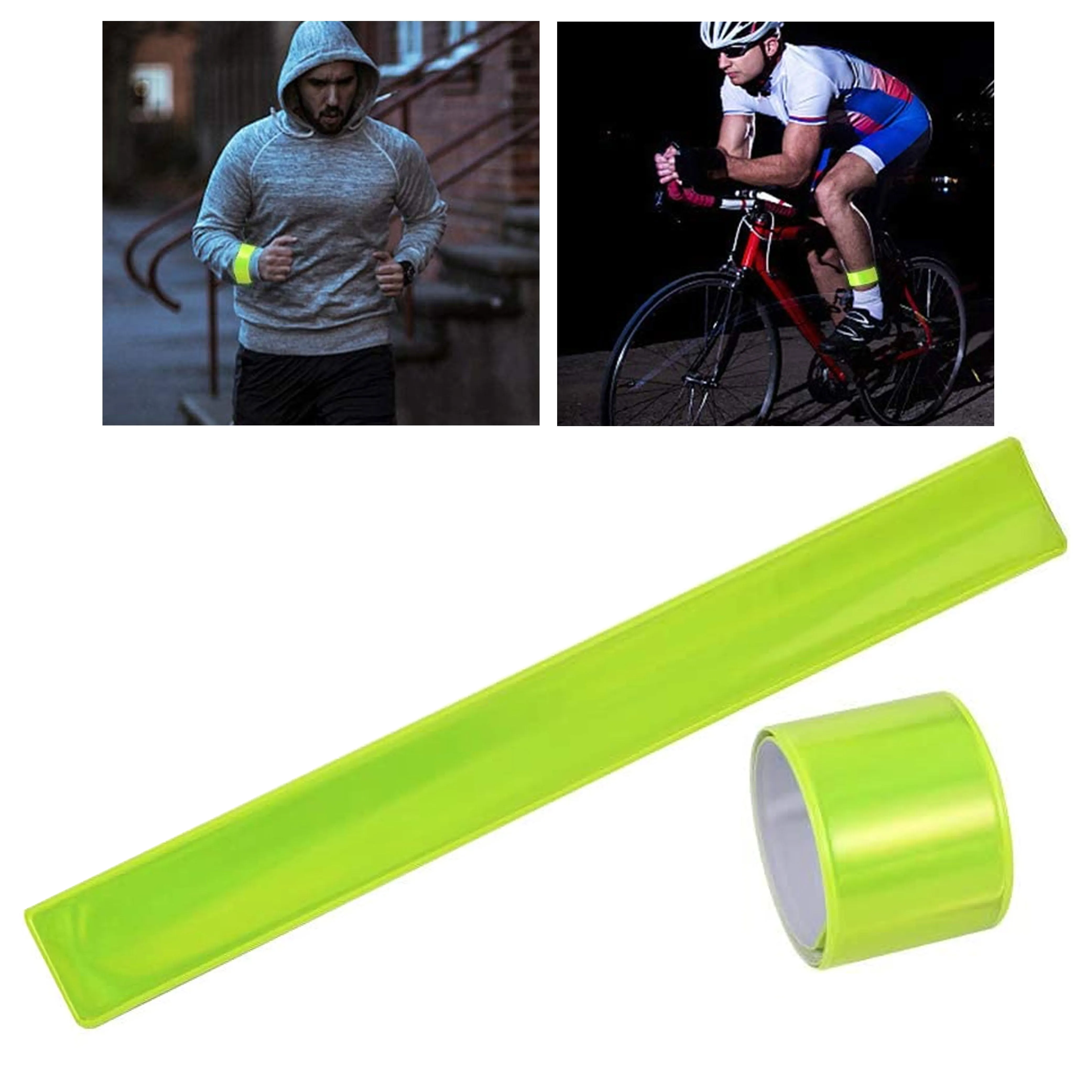 4 Reflective Snap Bands Running Gear Adjustable Arm Wrist Ankle Leg Safety Night
