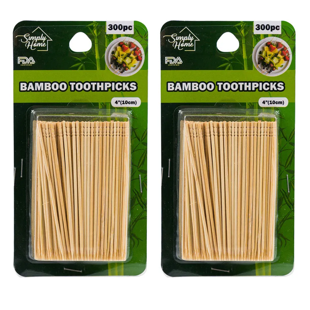 600 Ct Natural Bamboo Toothpicks 4" Picks Serving Food Party Cocktail Appetizer