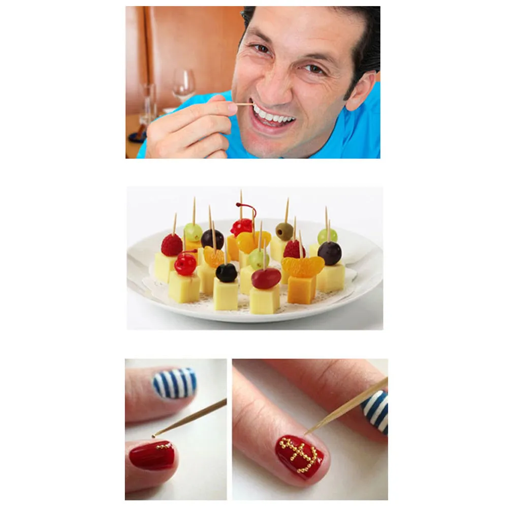600 Ct Natural Bamboo Toothpicks 4" Picks Serving Food Party Cocktail Appetizer