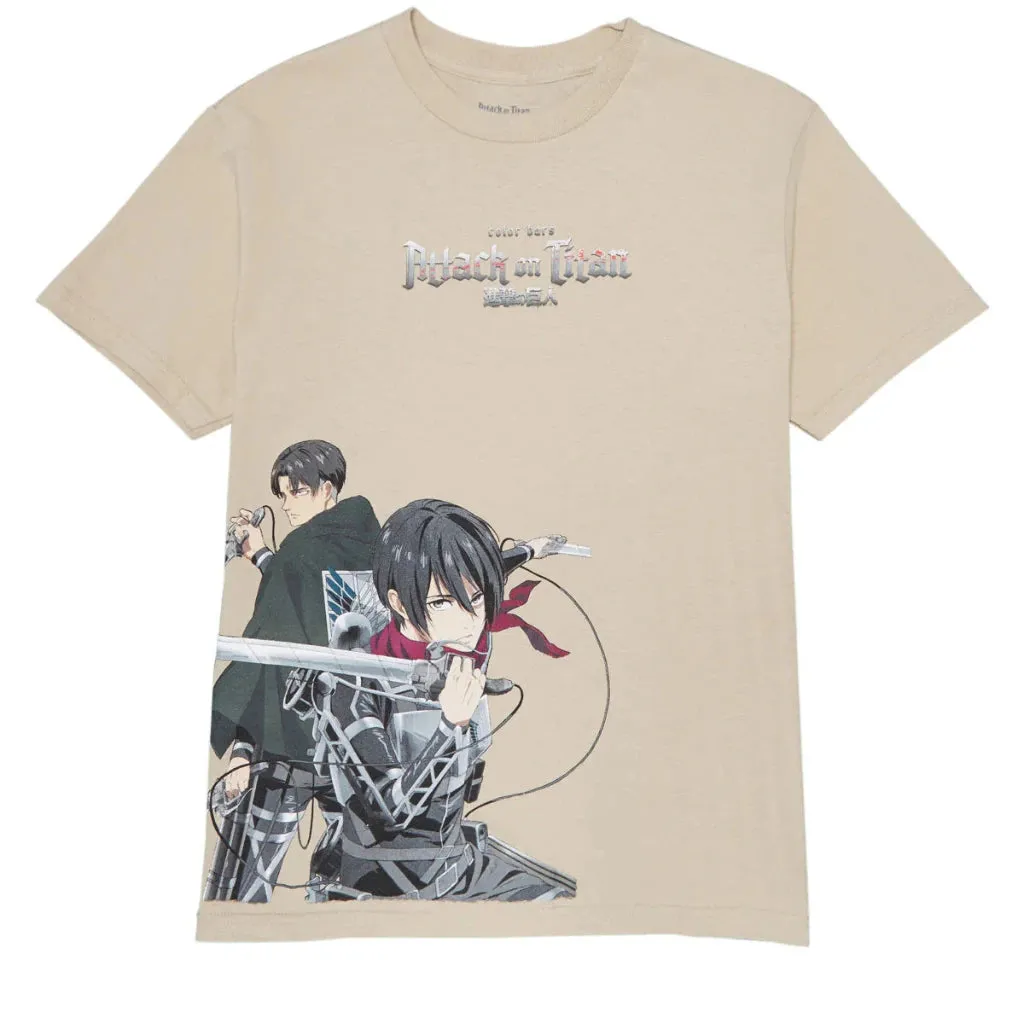 COLOR BARS X ATTACK ON TITAN BATTLE TEE - SAND