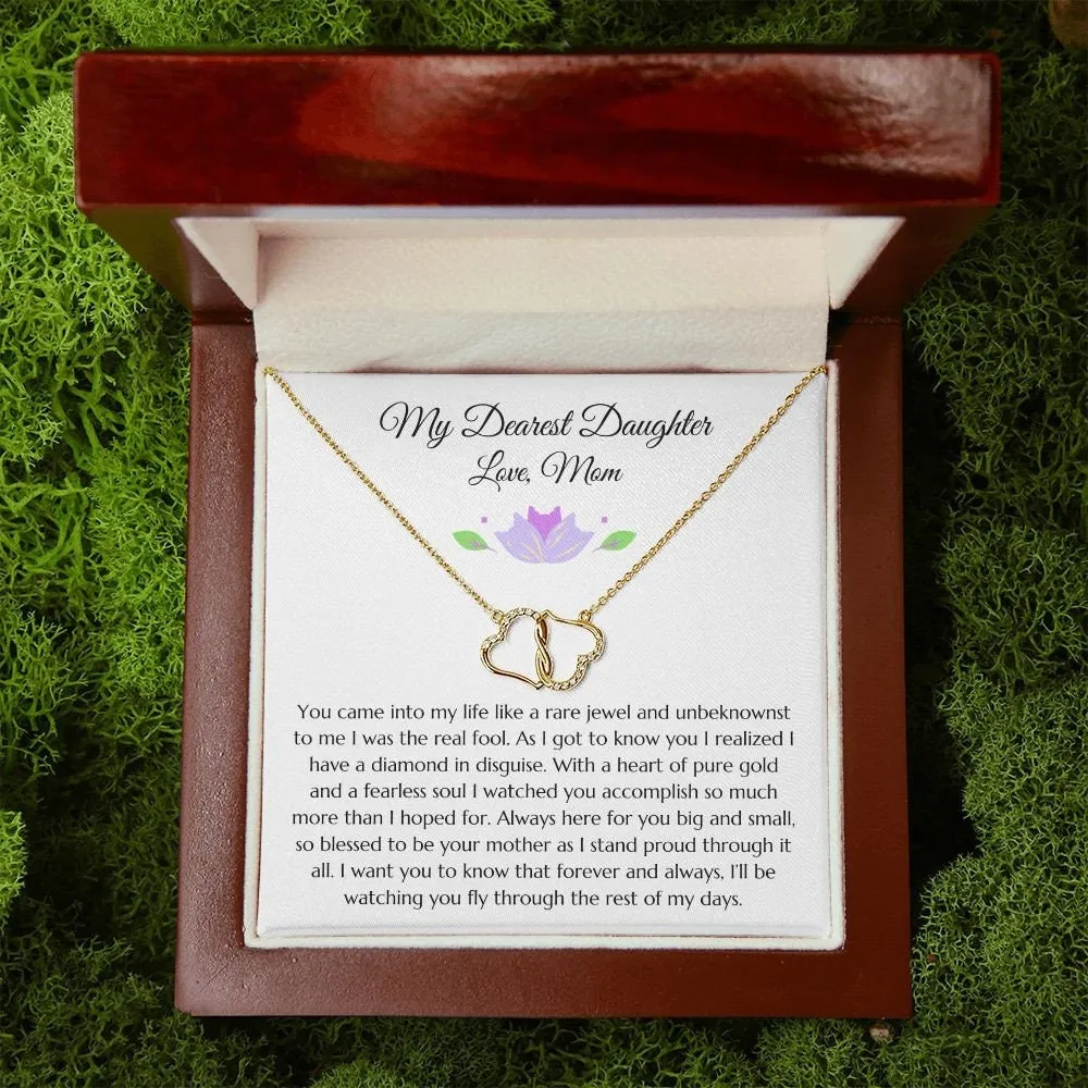 Daughter Gift From Mom Diamond and Gold Heart Everlasting Love Necklace