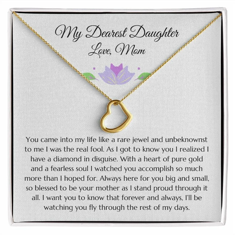 Daughter Gift From Mom Minimalist Delicate Heart Necklace, Gift from Mom, Mom to Daughter