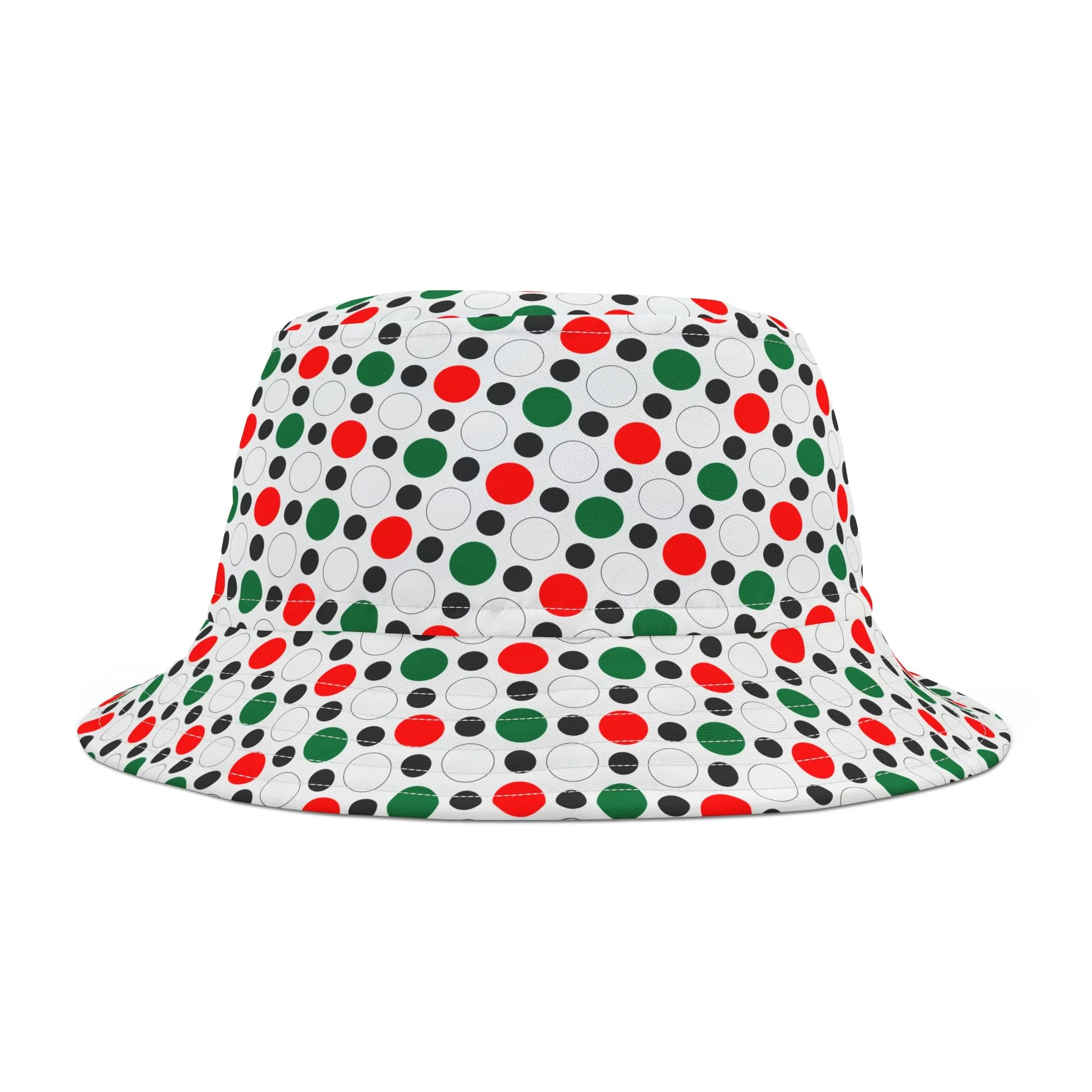 Green White Red Circle PatternBucket Hat (AOP)