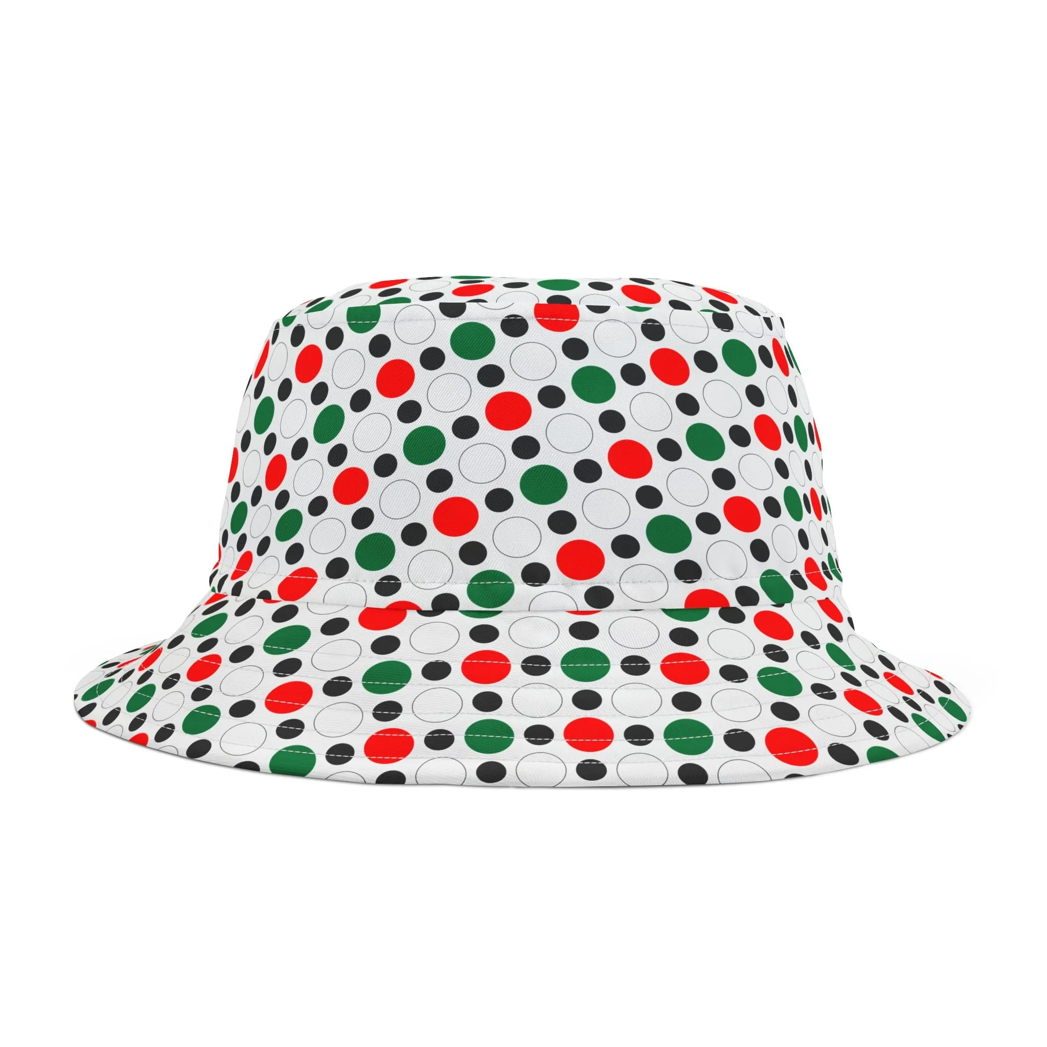 Green White Red Circle PatternBucket Hat (AOP)