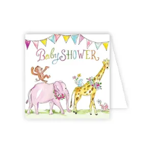 Handpainted Baby Shower Circus Elephant Enclosure Card