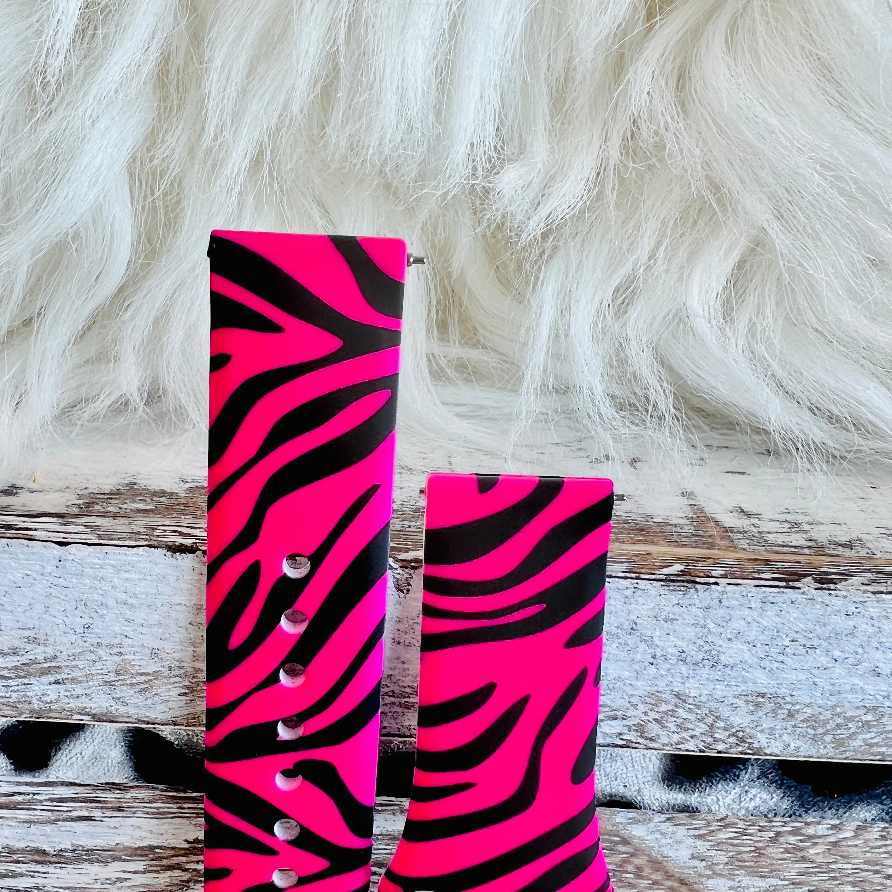 Neon Pink Zebra Print Silicone Band For Samsung Watch