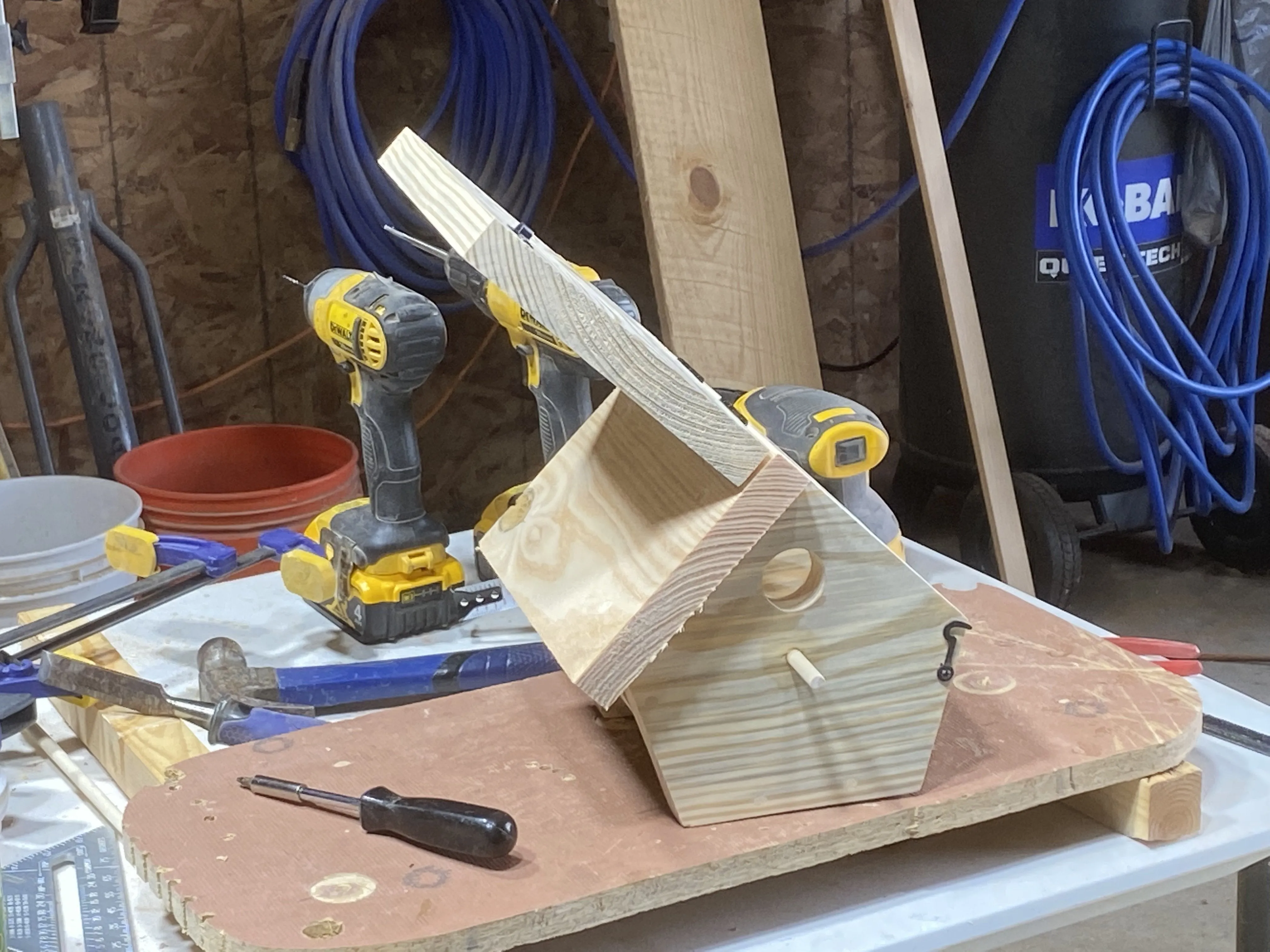 Ready to Paint US Veteran Made Carolina Wren/Chickadee Birdhouse