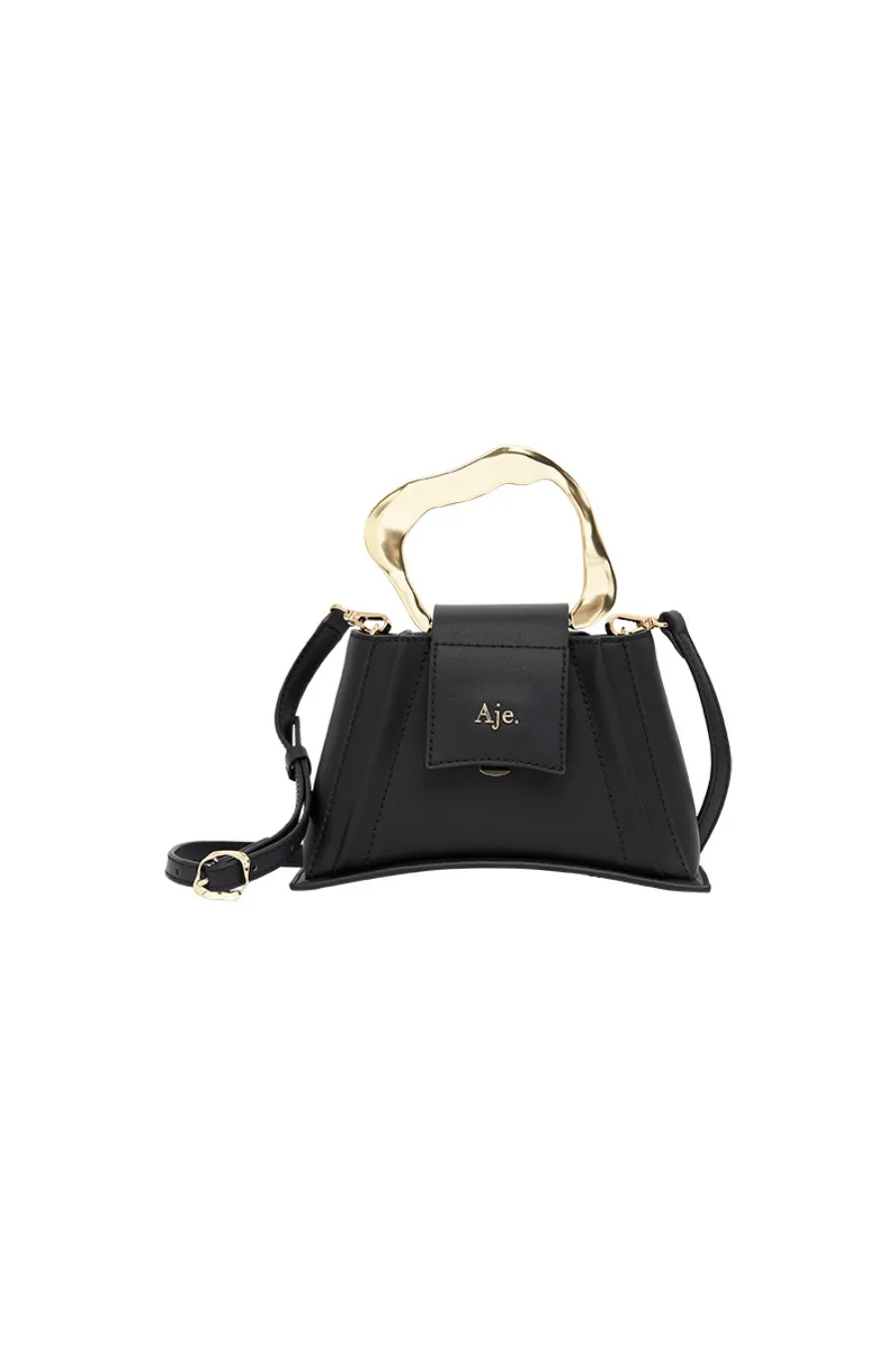 Thea Sculptural Handle Bag Black