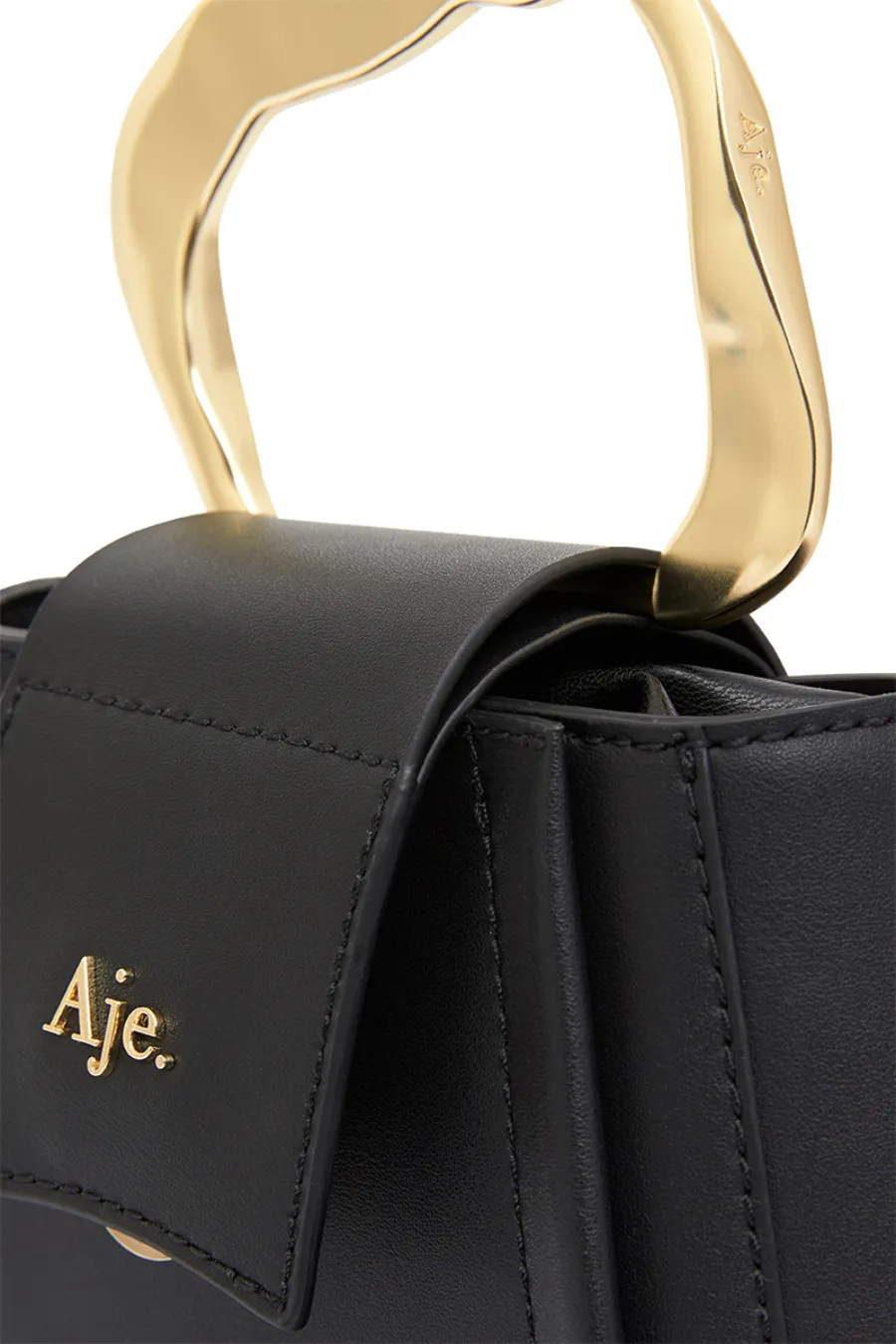 Thea Sculptural Handle Bag Black