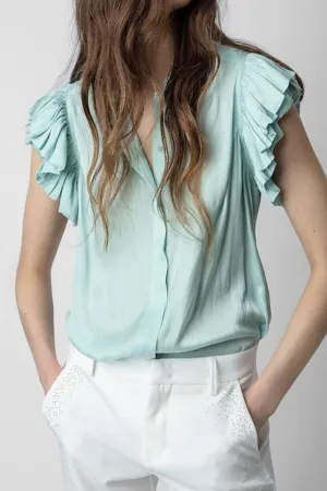 Tiza Satin Top Celadon
