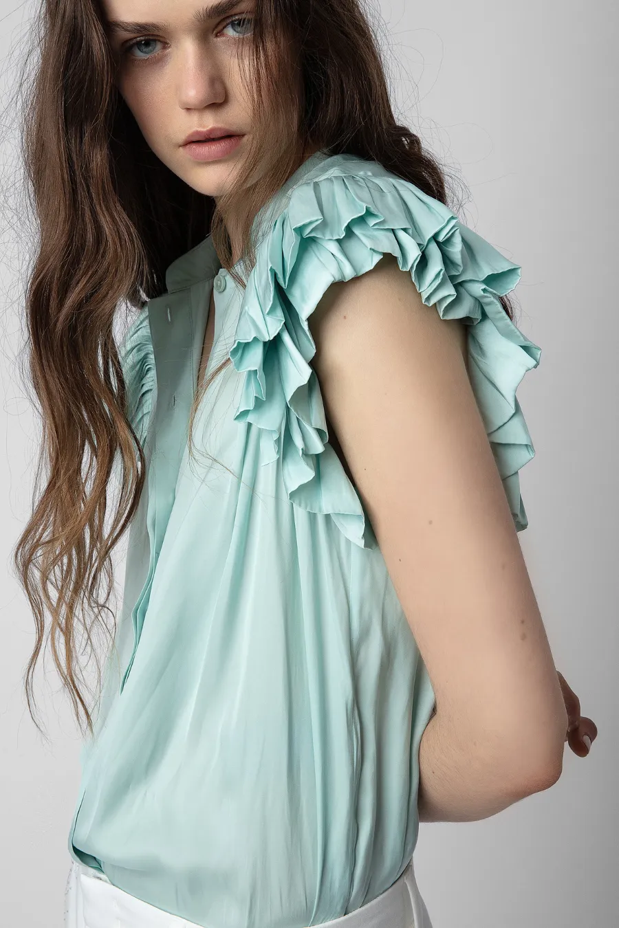 Tiza Satin Top Celadon