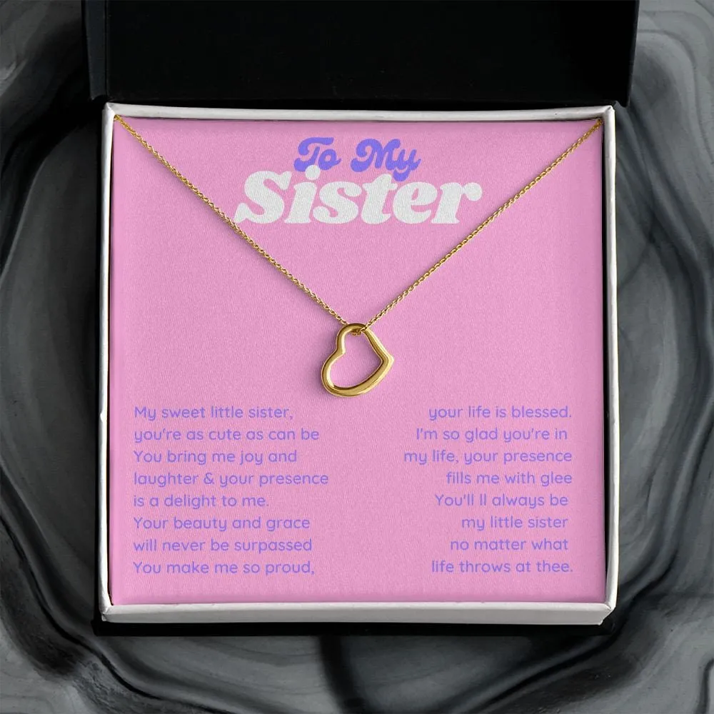 To My Sweet Sister from Sibling, Minimalist Little Gold Heart Necklace Sister Gift