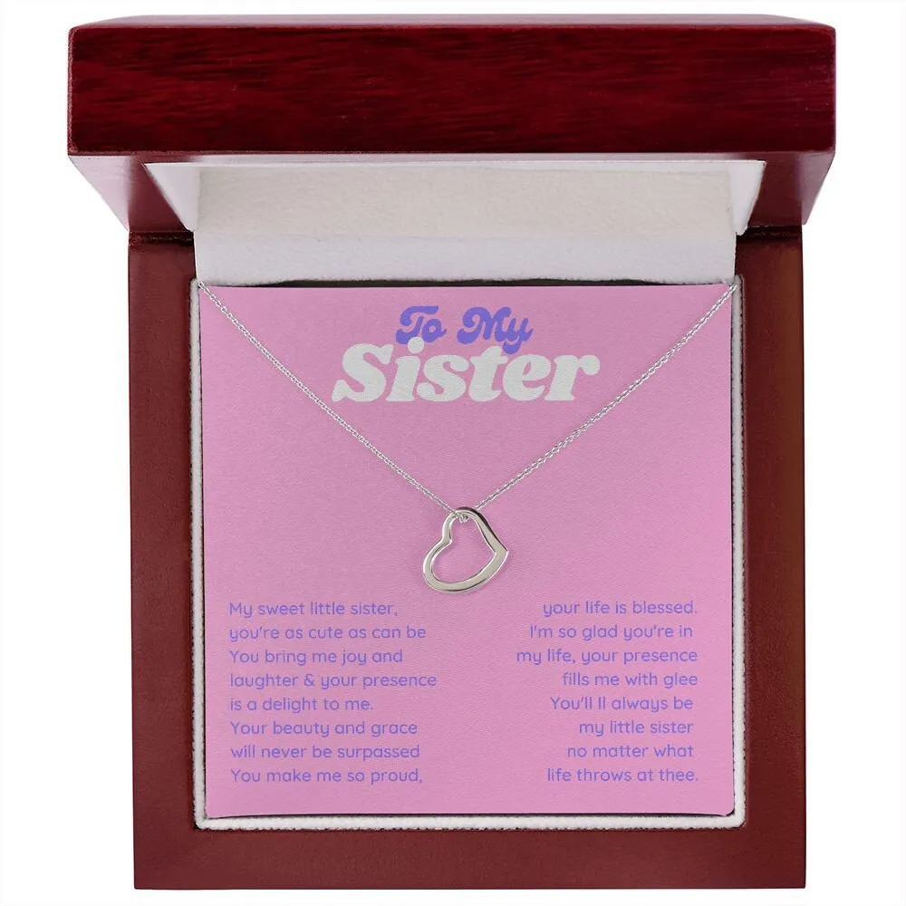 To My Sweet Sister from Sibling, Minimalist Little Gold Heart Necklace Sister Gift