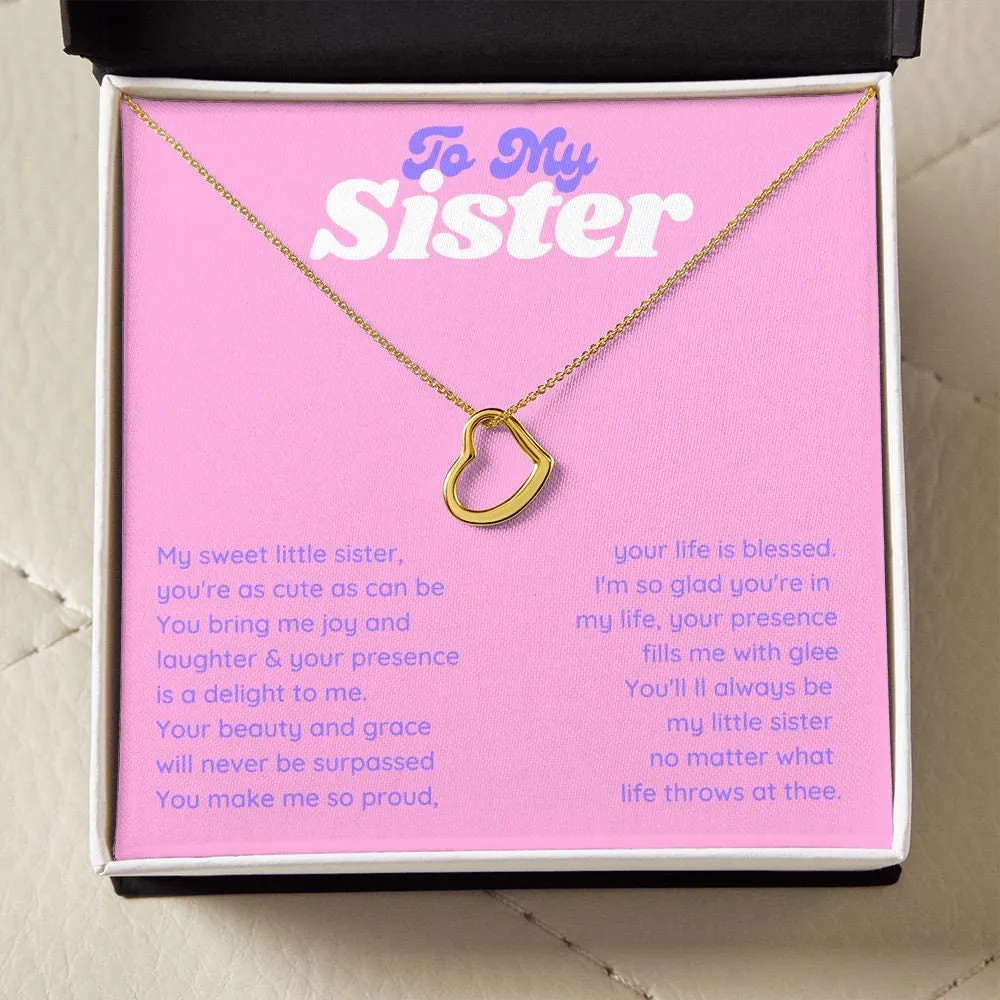 To My Sweet Sister from Sibling, Minimalist Little Gold Heart Necklace Sister Gift
