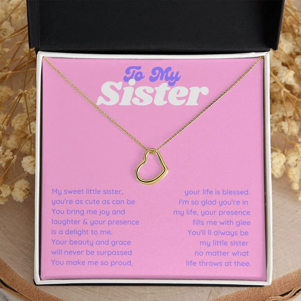 To My Sweet Sister from Sibling, Minimalist Little Gold Heart Necklace Sister Gift