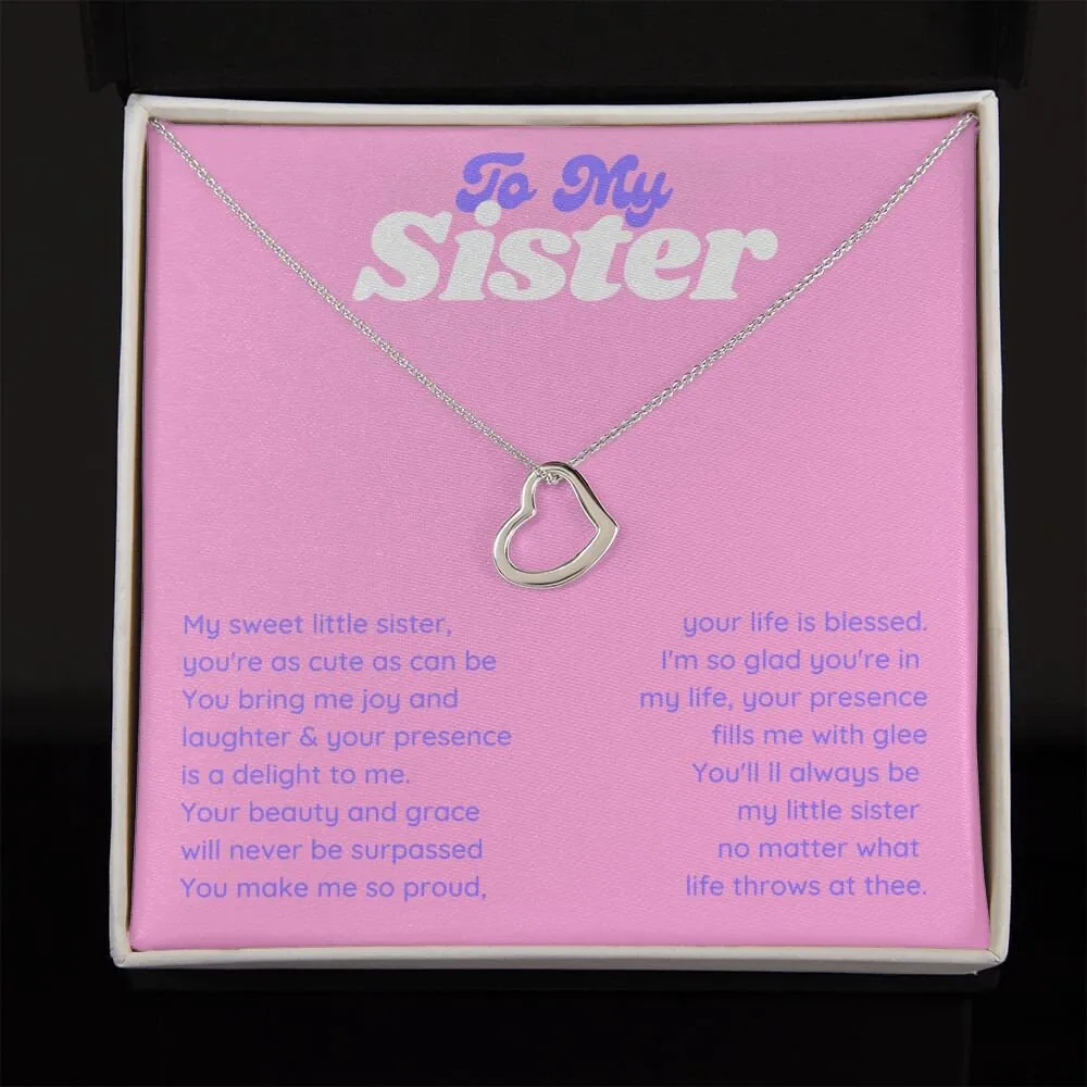 To My Sweet Sister from Sibling, Minimalist Little Gold Heart Necklace Sister Gift