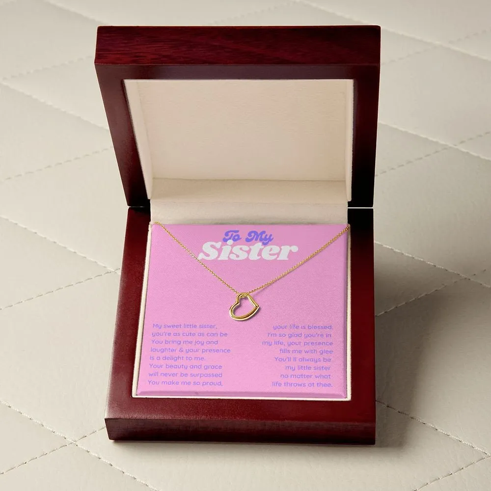 To My Sweet Sister from Sibling, Minimalist Little Gold Heart Necklace Sister Gift
