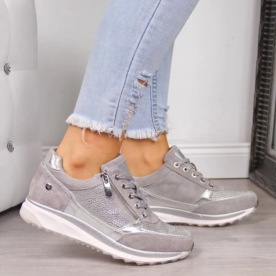 Womens Sneakers  Breathable Mesh  Side Zipper  Orthotic Support  Casual Fit