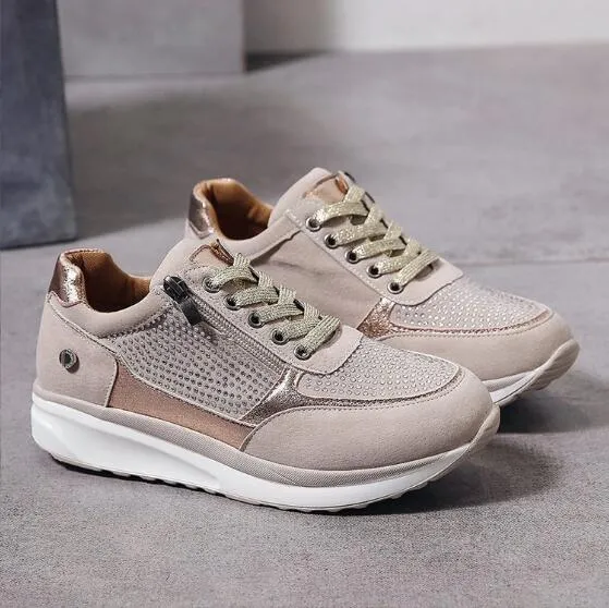 Womens Sneakers  Breathable Mesh  Side Zipper  Orthotic Support  Casual Fit